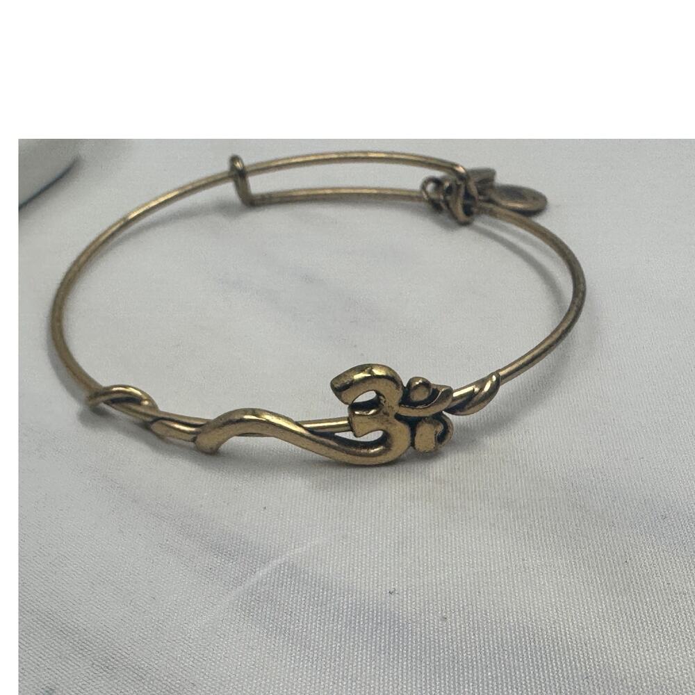 Alex and Ani "Spiritual Armour" Om Rafaelian Gold-Tone Wire Bangle Bracelet.